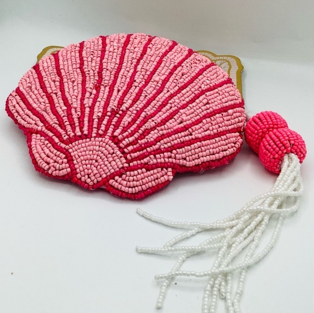 Made In india Viral Beaded Seashell Pink Pouch - Picture 3 of 3